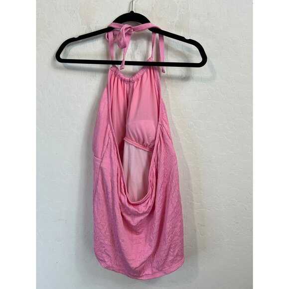 Mynah Women Tankini Barbiecore Pink Plus Sz 18W Adjustable Tie Neck Halter Style - Picture 3 of 5